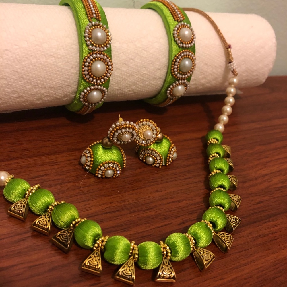 Indian thread necklace jewelry set